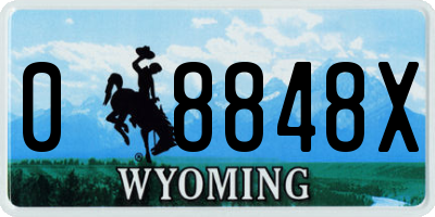 WY license plate 08848X