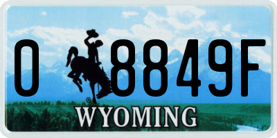 WY license plate 08849F