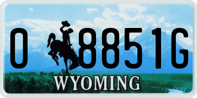 WY license plate 08851G