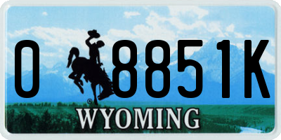 WY license plate 08851K