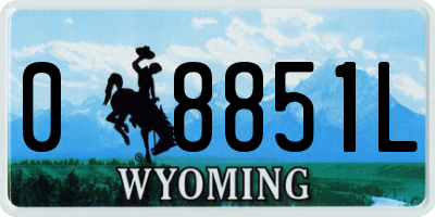 WY license plate 08851L
