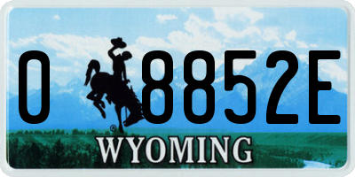 WY license plate 08852E