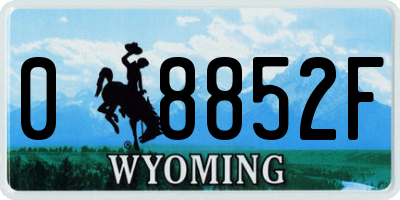 WY license plate 08852F