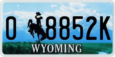 WY license plate 08852K