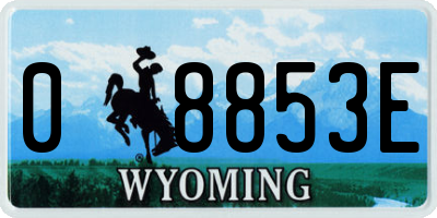 WY license plate 08853E