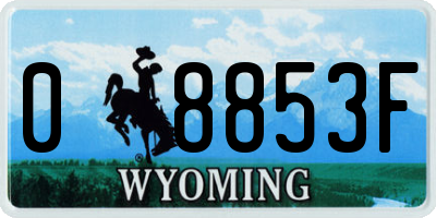 WY license plate 08853F
