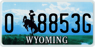 WY license plate 08853G