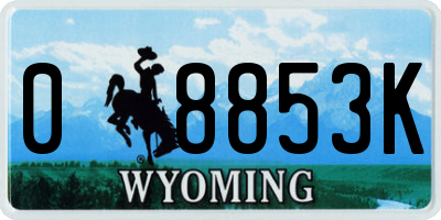 WY license plate 08853K