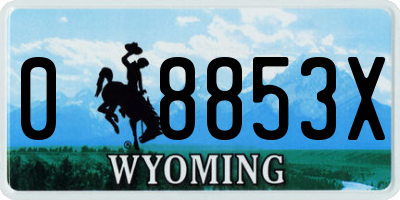 WY license plate 08853X