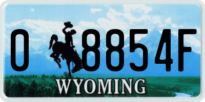 WY license plate 08854F