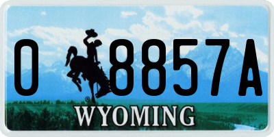WY license plate 08857A