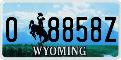 WY license plate 08858Z