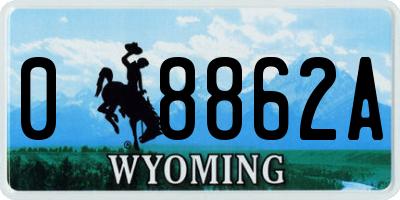 WY license plate 08862A