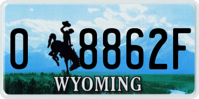 WY license plate 08862F