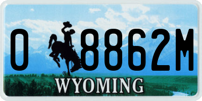 WY license plate 08862M