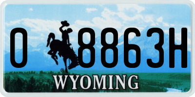 WY license plate 08863H