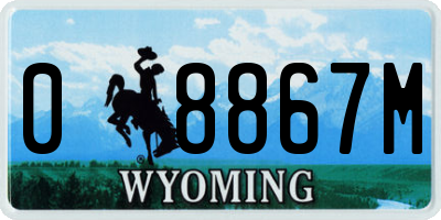 WY license plate 08867M