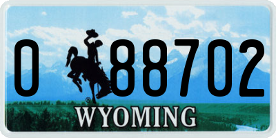 WY license plate 088702