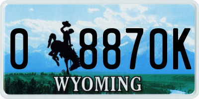 WY license plate 08870K