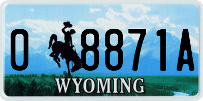 WY license plate 08871A