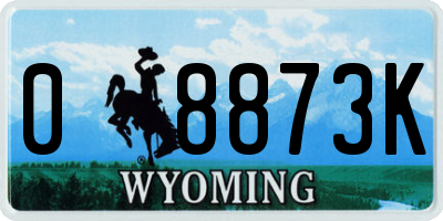 WY license plate 08873K