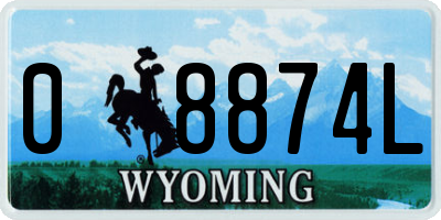 WY license plate 08874L