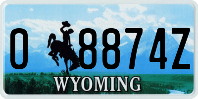 WY license plate 08874Z