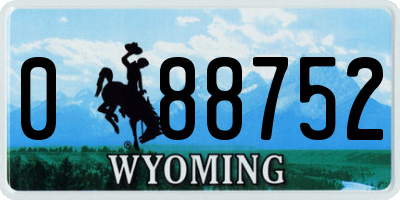 WY license plate 088752
