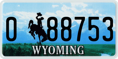 WY license plate 088753
