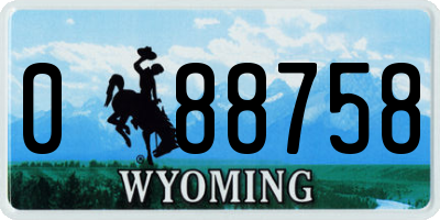 WY license plate 088758