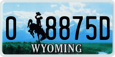 WY license plate 08875D