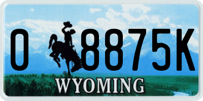 WY license plate 08875K