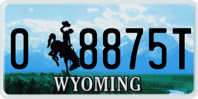 WY license plate 08875T