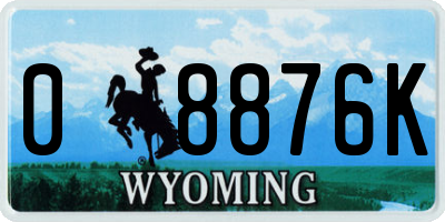 WY license plate 08876K