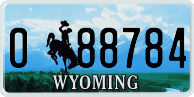 WY license plate 088784
