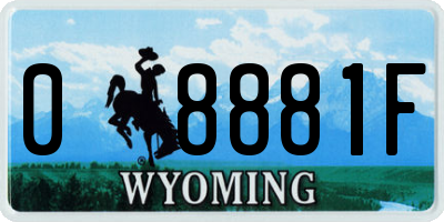 WY license plate 08881F