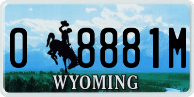 WY license plate 08881M