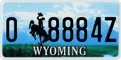 WY license plate 08884Z