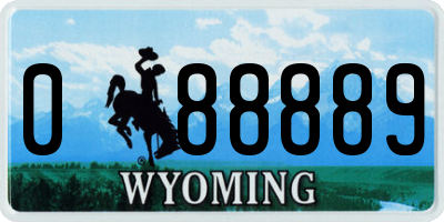 WY license plate 088889