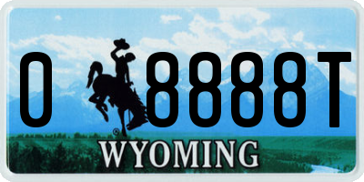 WY license plate 08888T