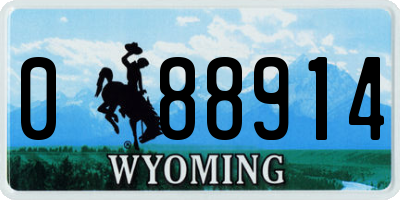WY license plate 088914