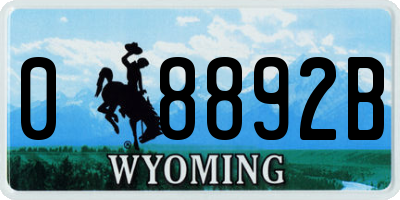 WY license plate 08892B