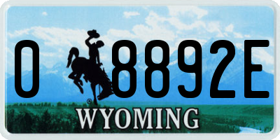 WY license plate 08892E