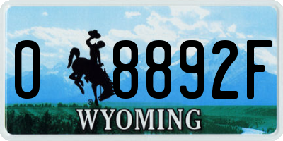 WY license plate 08892F
