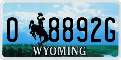 WY license plate 08892G