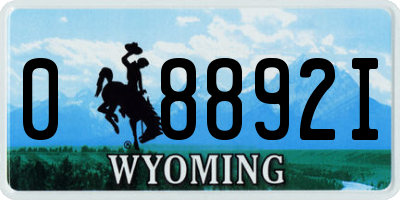 WY license plate 08892I