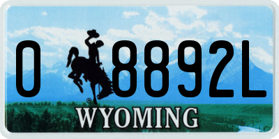 WY license plate 08892L
