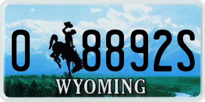 WY license plate 08892S