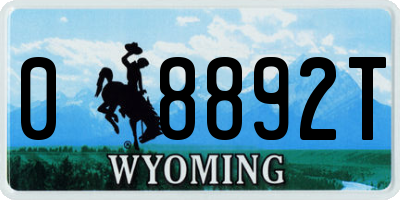 WY license plate 08892T