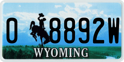 WY license plate 08892W